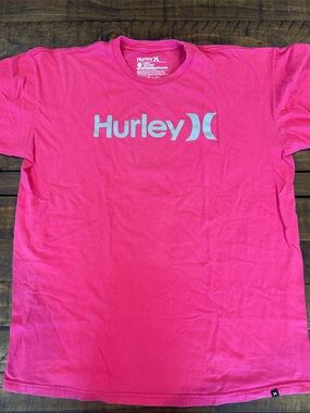 Men’s Size XL Classic Fit Hurley Bright Pink Logo Tee